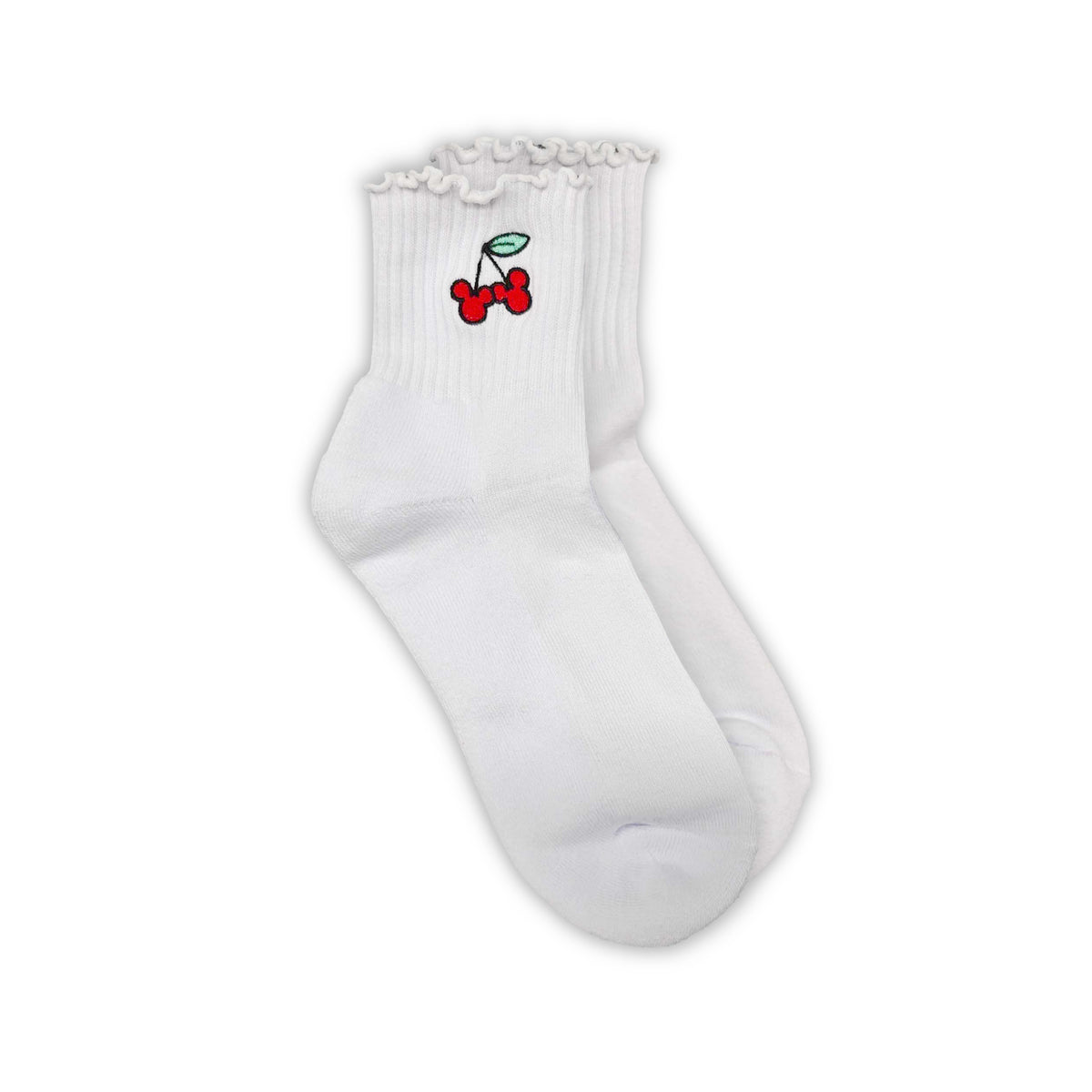 Cherry Embroidered Ruffle Socks