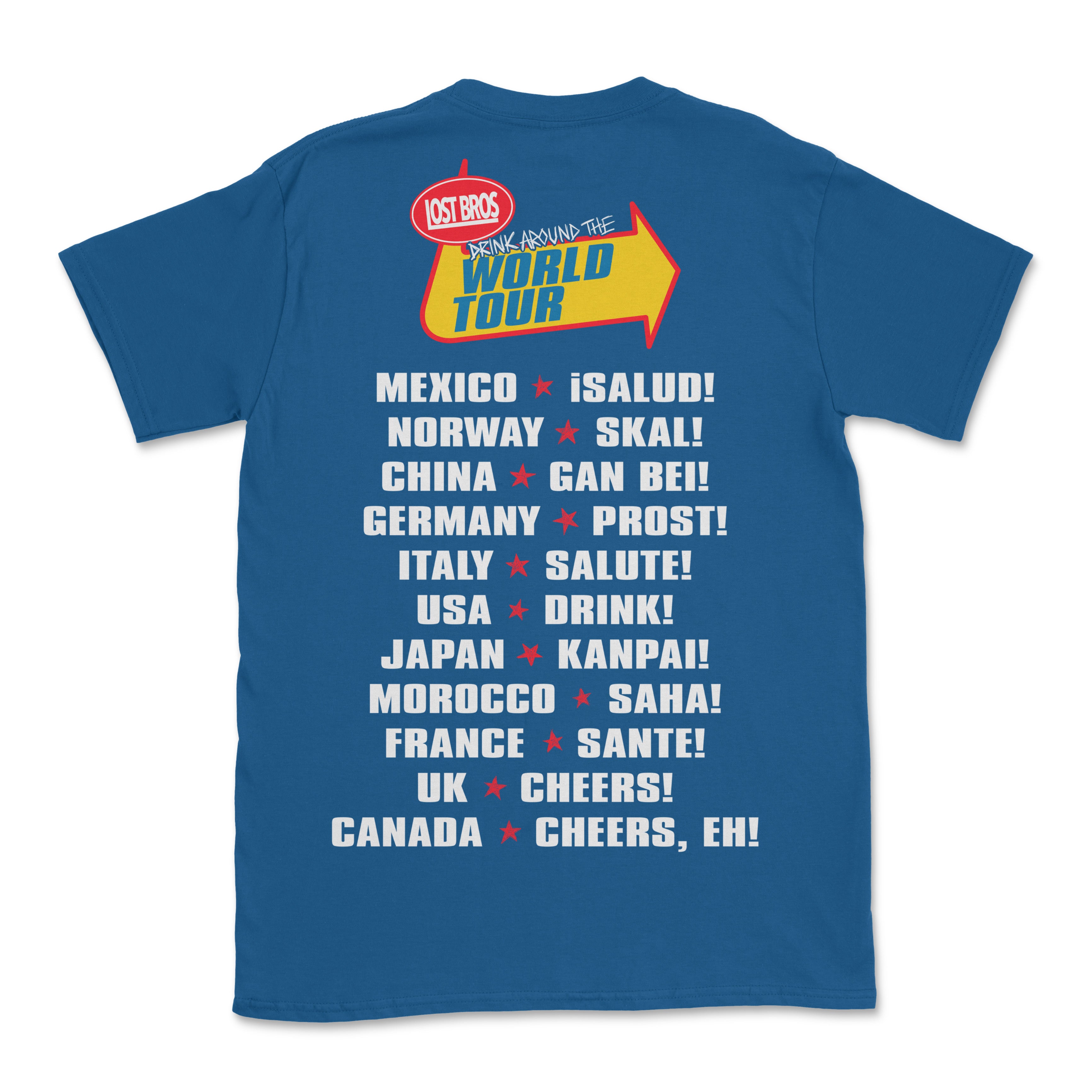 Drink Around the World Tour Tee - Warped Variant - Blue