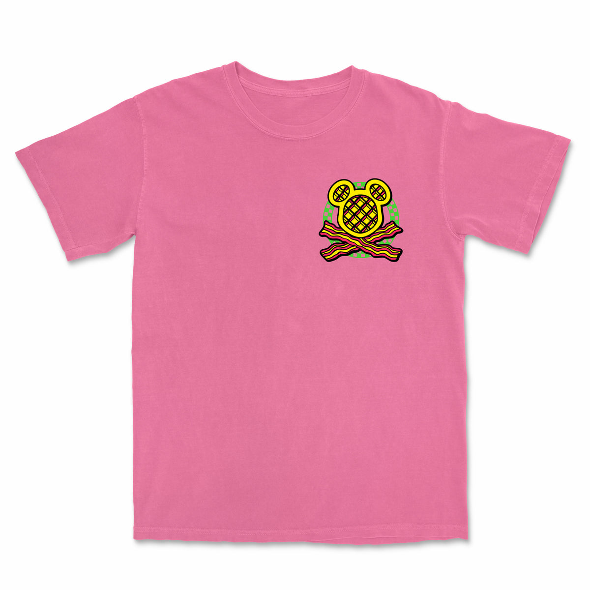 Waffle Bacon Crossbones Tee - Pink