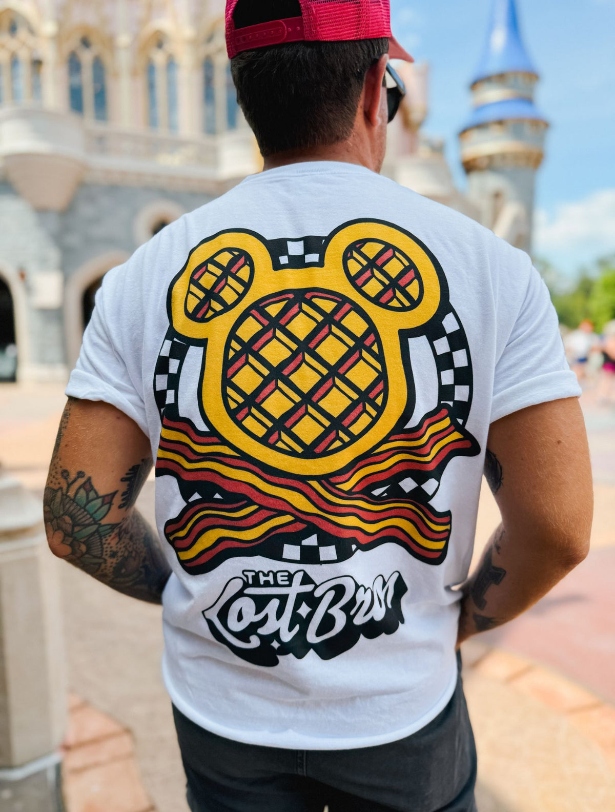 Waffle Bacon Crossbones Tee - White