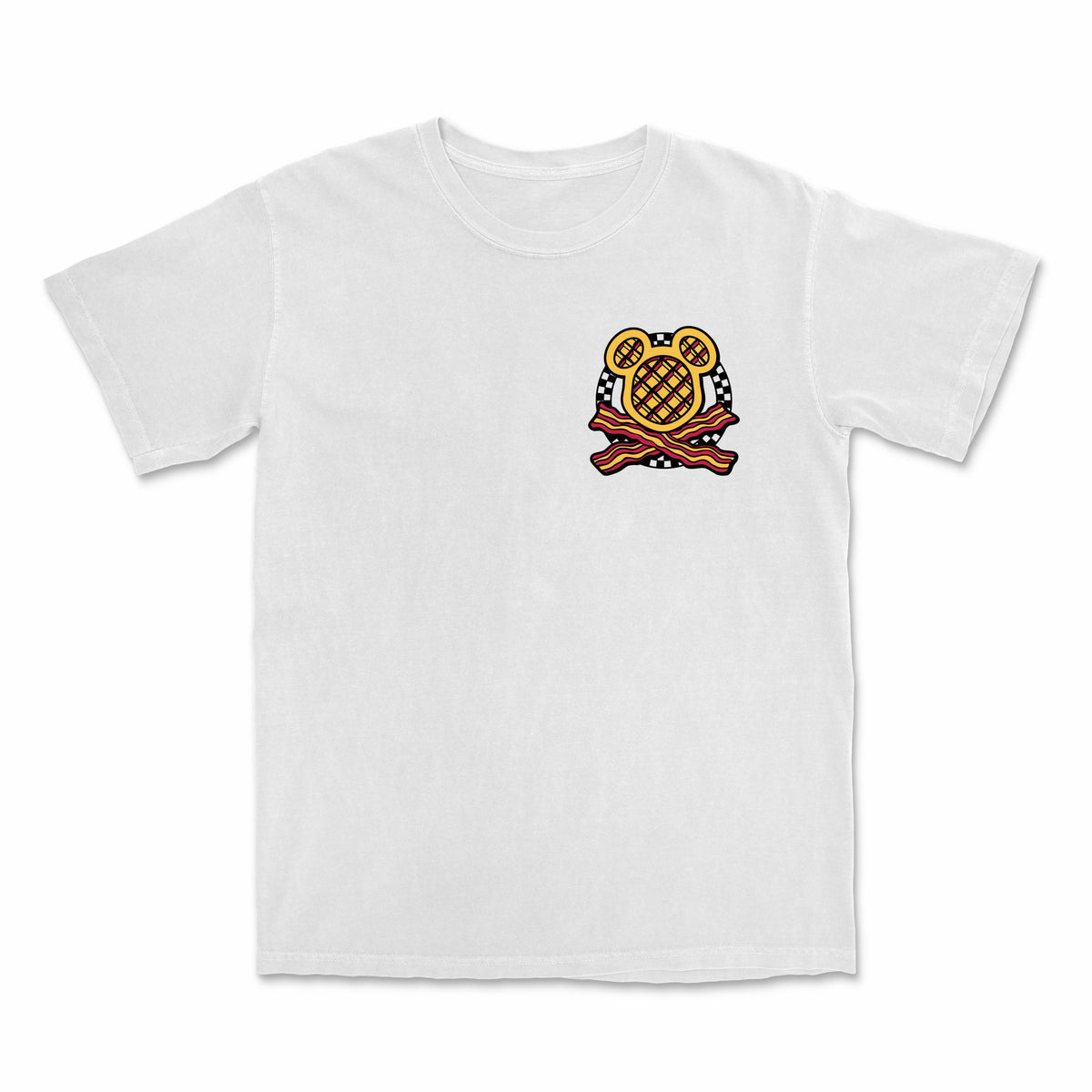 Waffle Bacon Crossbones Tee - White