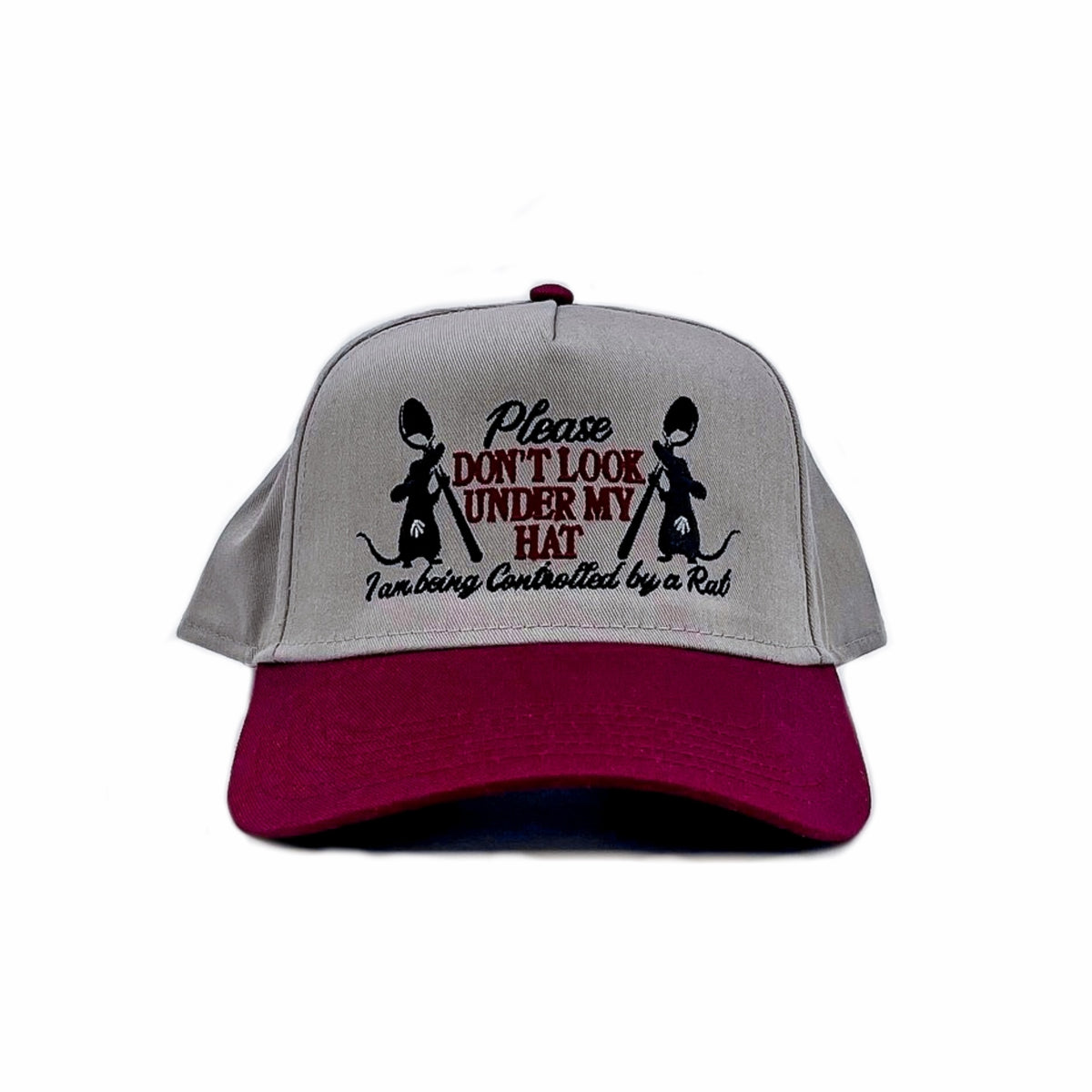 Please Don’t Look Under My Hat Hat - Grey/Maroon