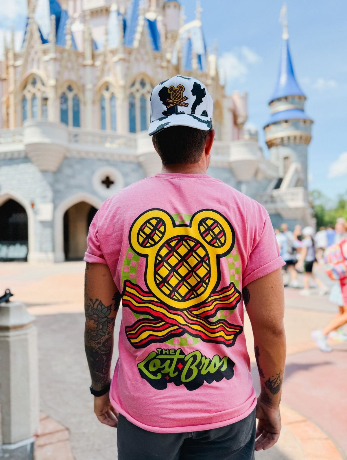 Waffle Bacon Crossbones Tee - Pink