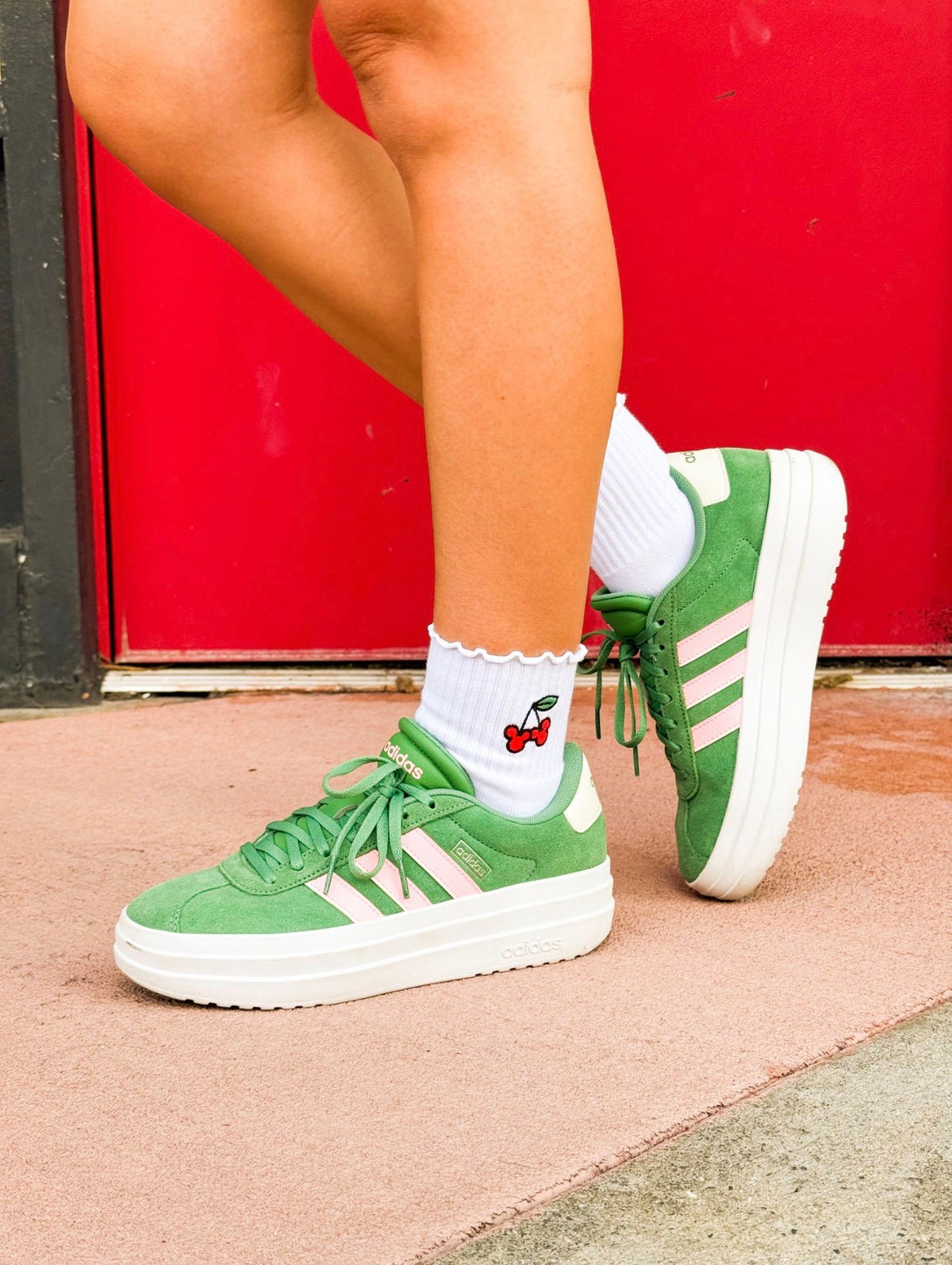 Cherry Embroidered Ruffle Socks