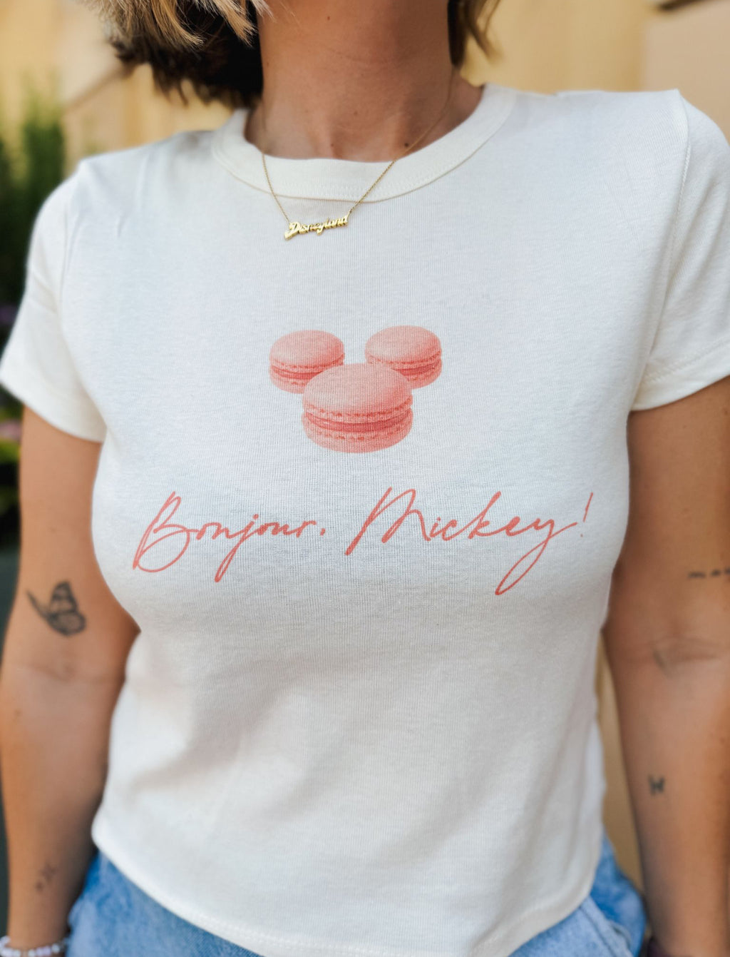 Bonjour Mickey Crop Tee