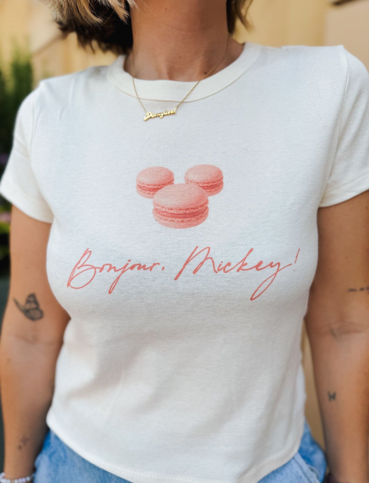 Bonjour Mickey Crop Tee