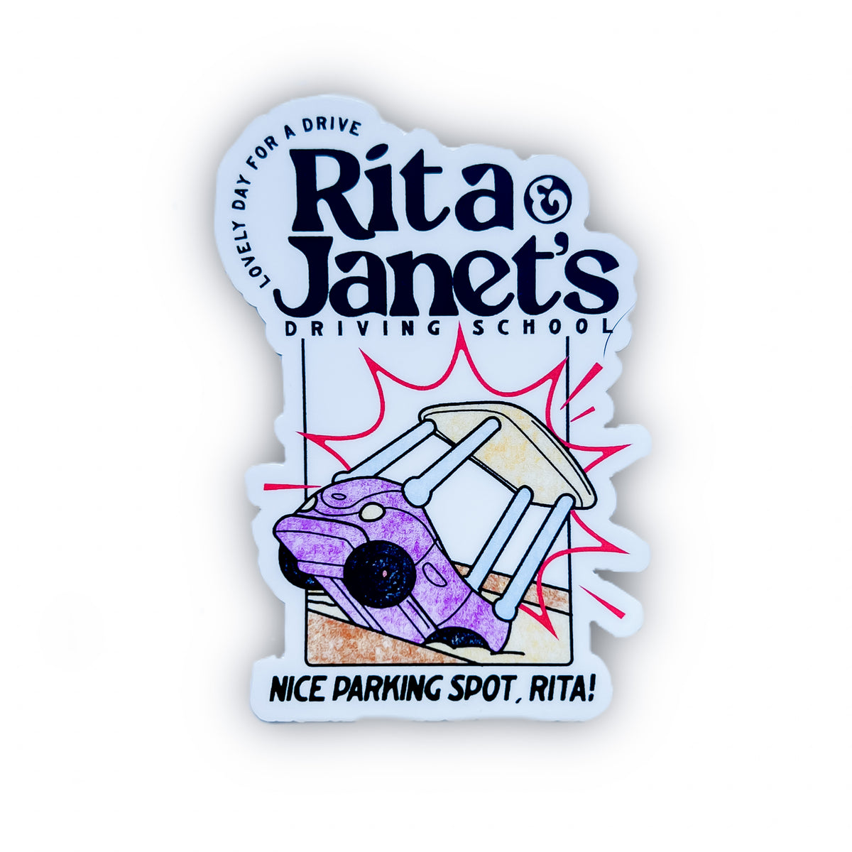 Rita &amp; Janet&#39;s Driving School Sticker