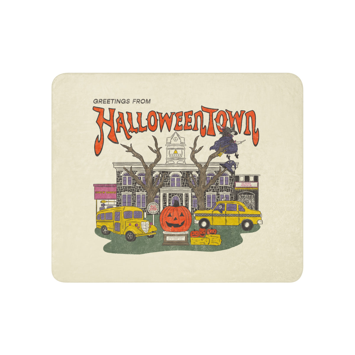 Greetings from Halloweentown Sherpa Blanket