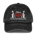 Please Don't Look Under My Hat Denim Dad Hat - Black